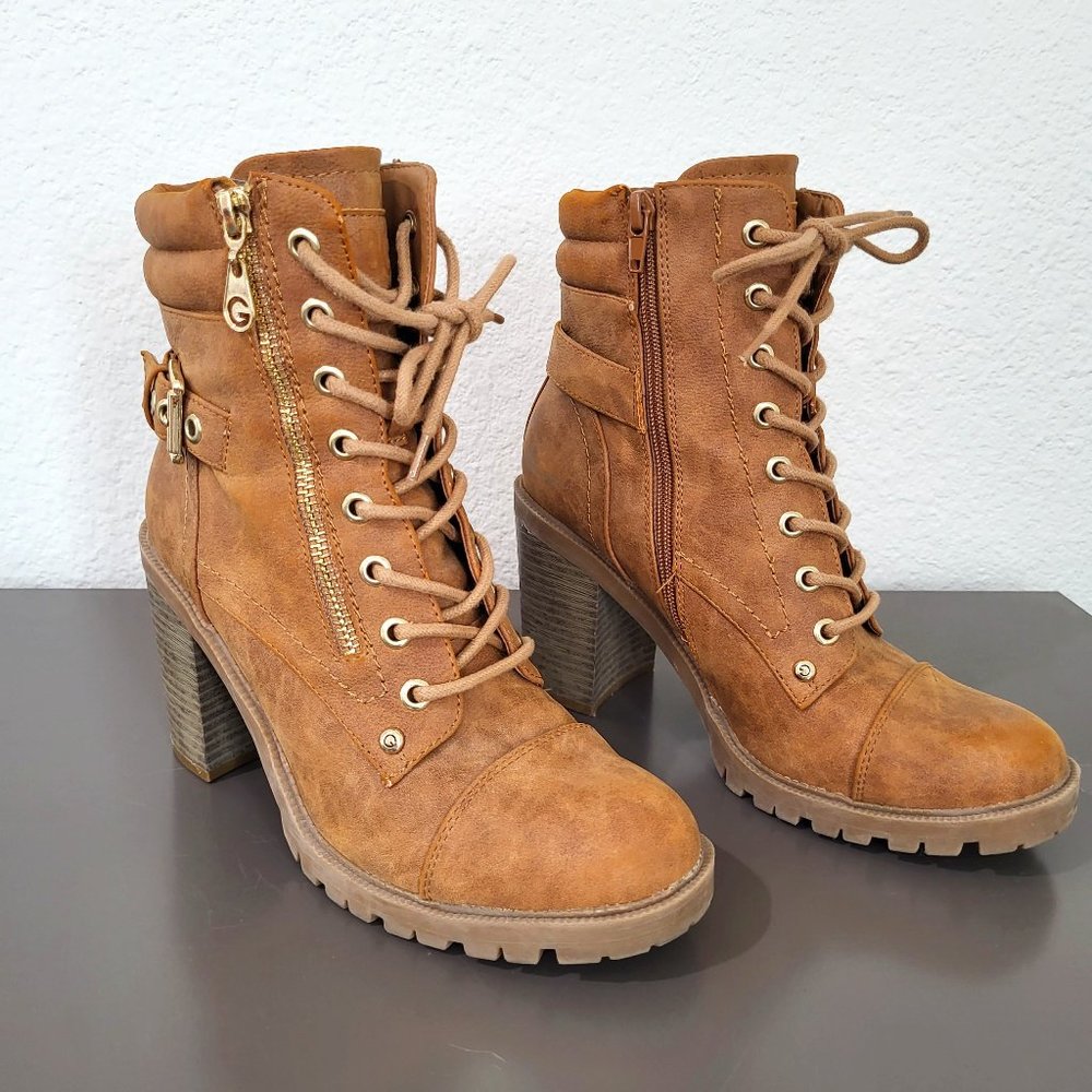 GBG Guess Tan Microsuede Combat Boots SZ 7.5
